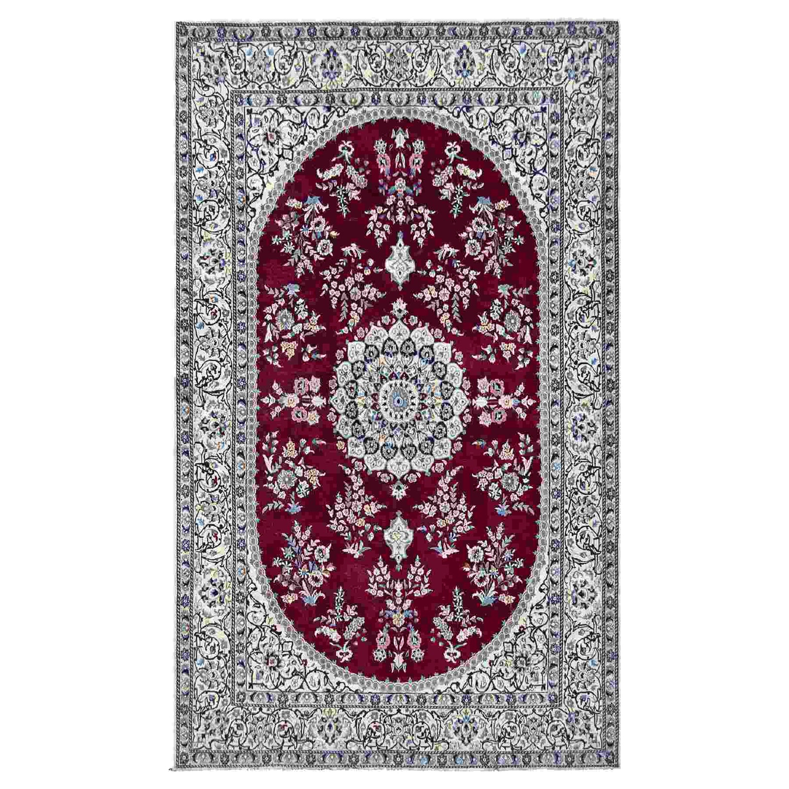Fine Hand-knotted Wool & Silk Persian Nain Rug 193cm x 293cm