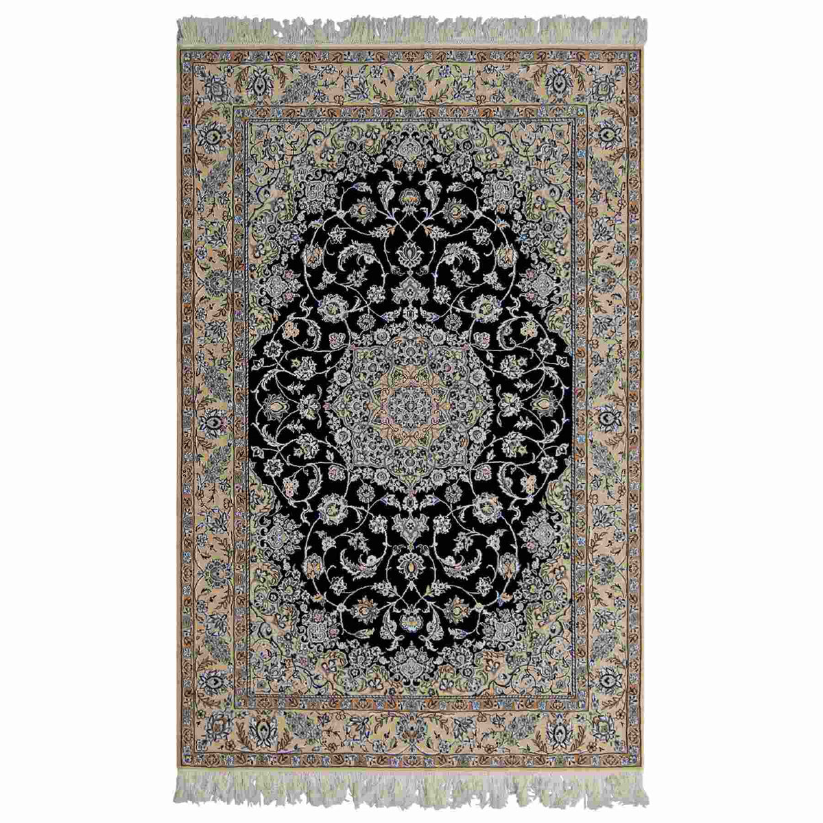 Fine Hand-knotted Wool & Silk 4LAA Nain Persian Rug 155cm x 225cm