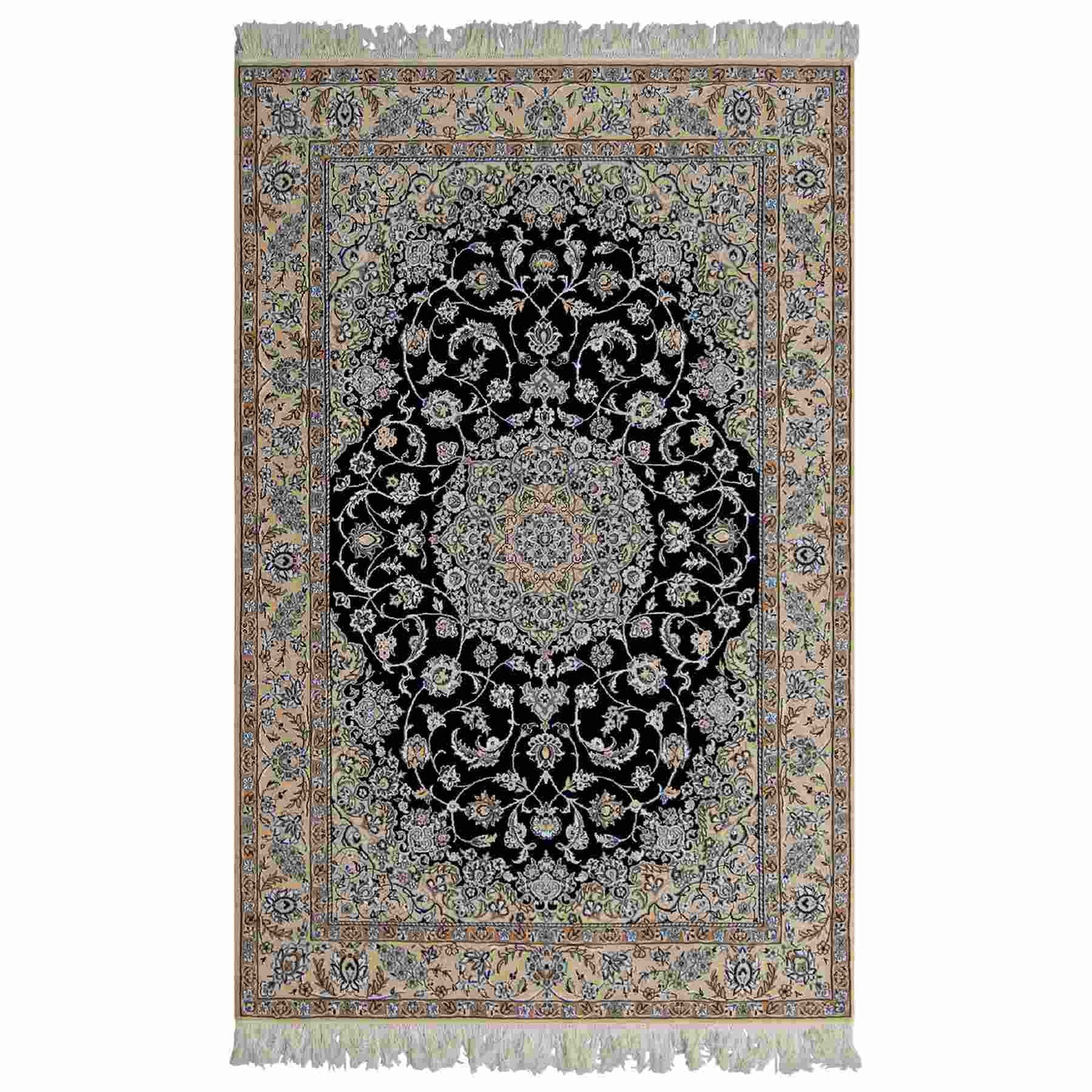 Fine Hand-knotted Wool & Silk 4LAA Nain Persian Rug 155cm x 225cm