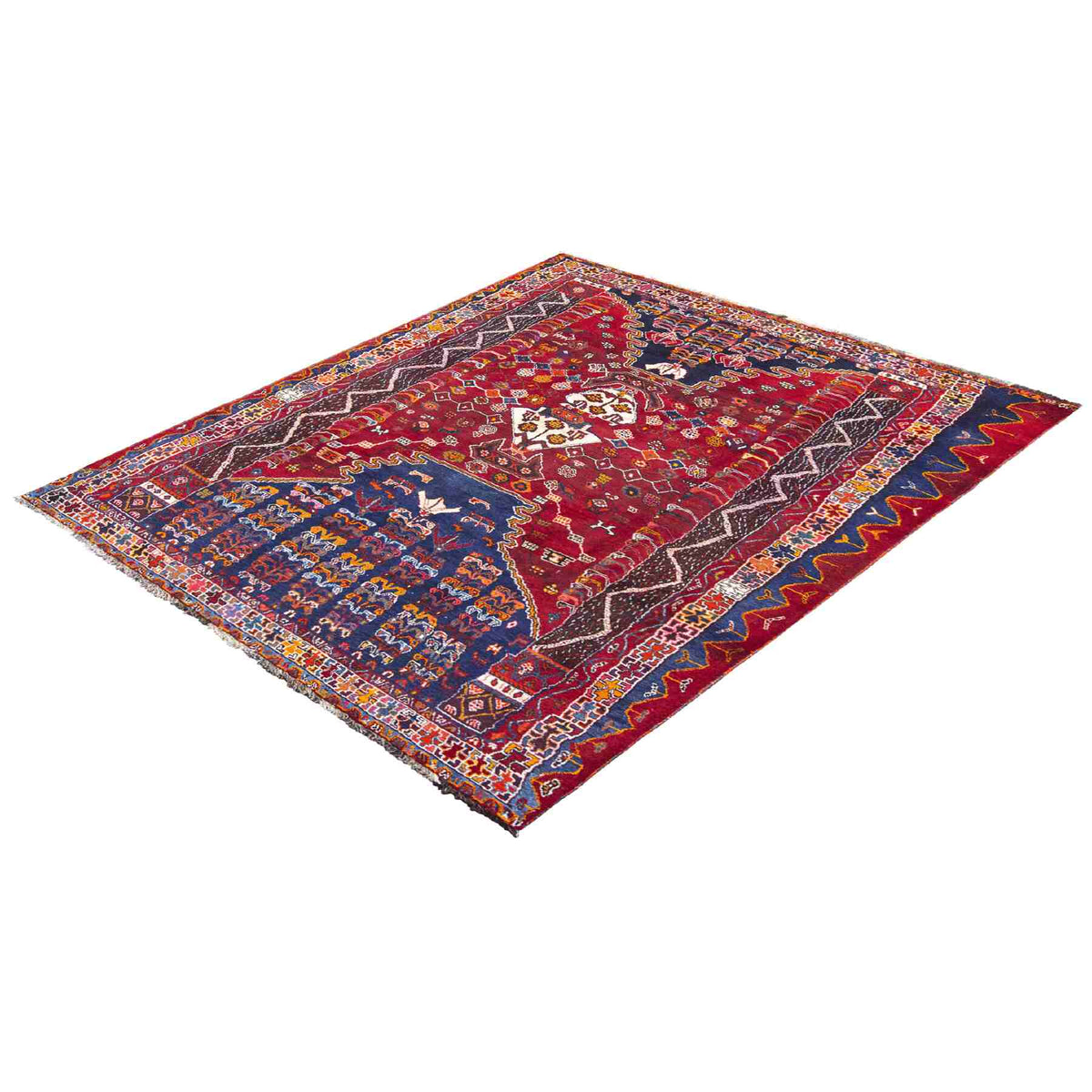 Hand-knotted Wool Shiraz Vintage Persian Rug 185cm x 290cm