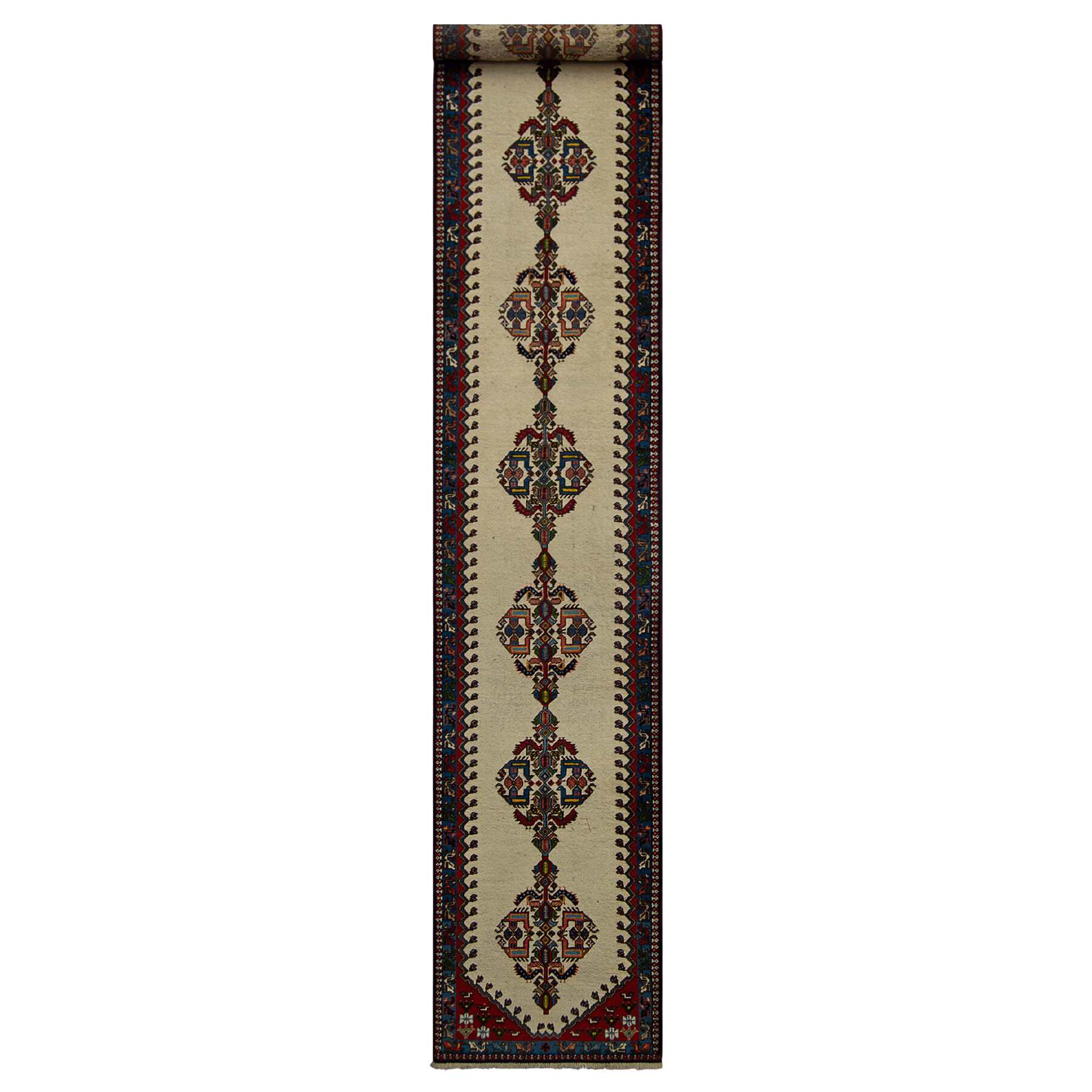 Super Fine Hand-knotted Wool Yalameh Persian Hallway Runner 70cm x 360cm