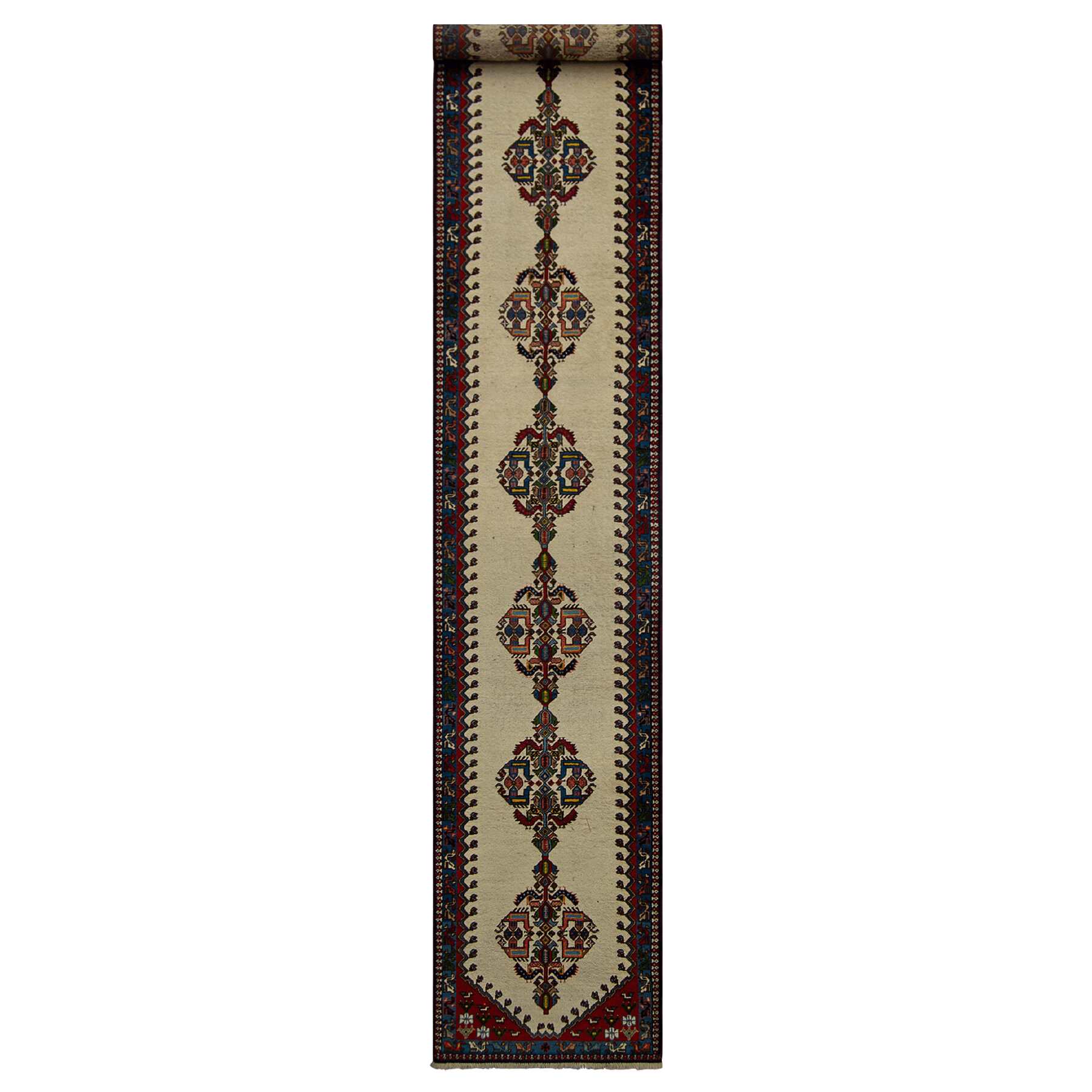 Super Fine Hand-knotted Wool Yalameh Persian Hallway Runner 70cm x 360cm