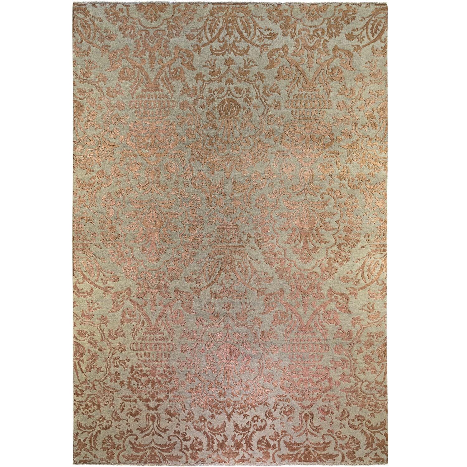 Fine Handmade Wool & Silk Damask Modern Rug 171cm x 244cm