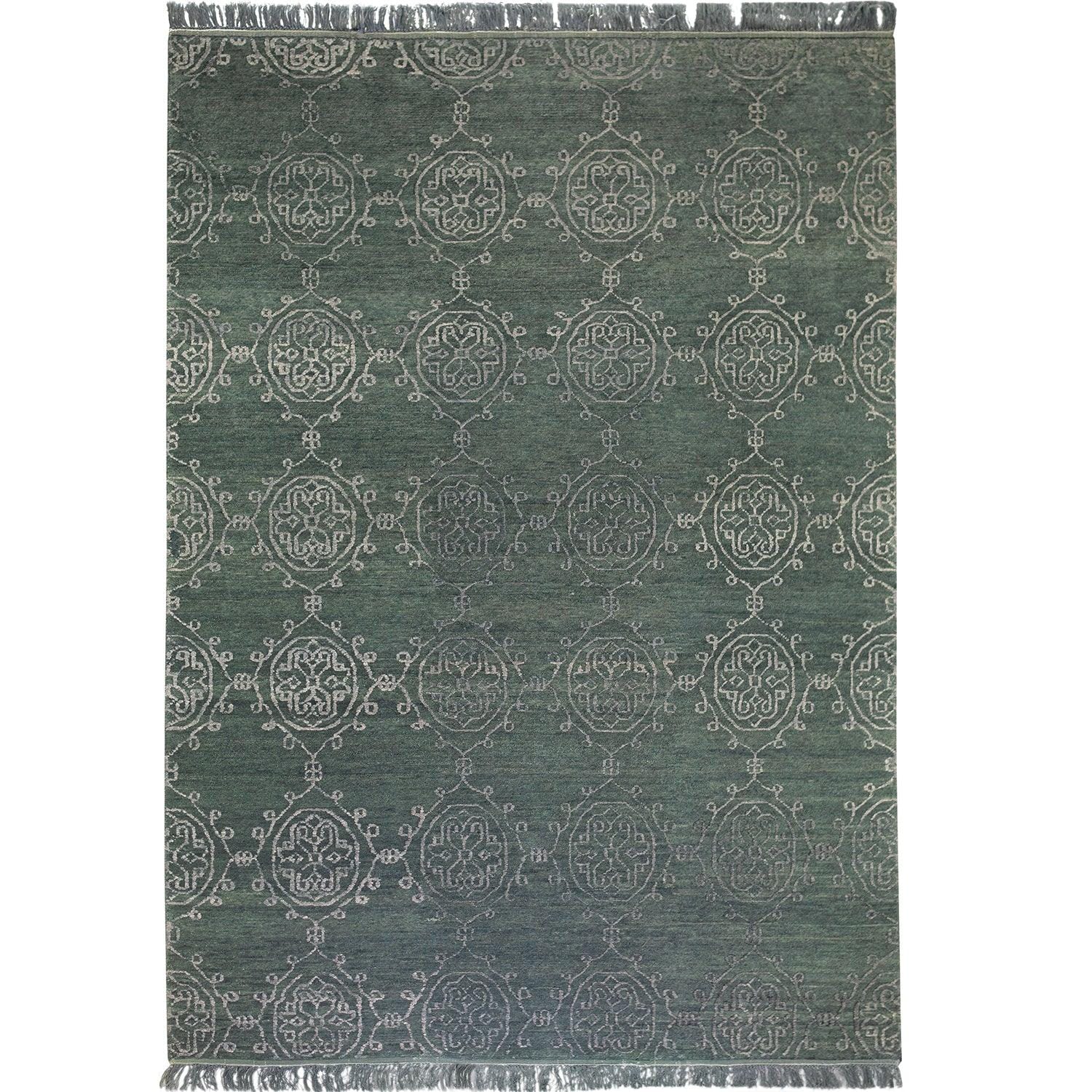 Modern Wool Green Rug 159cm x 217cm