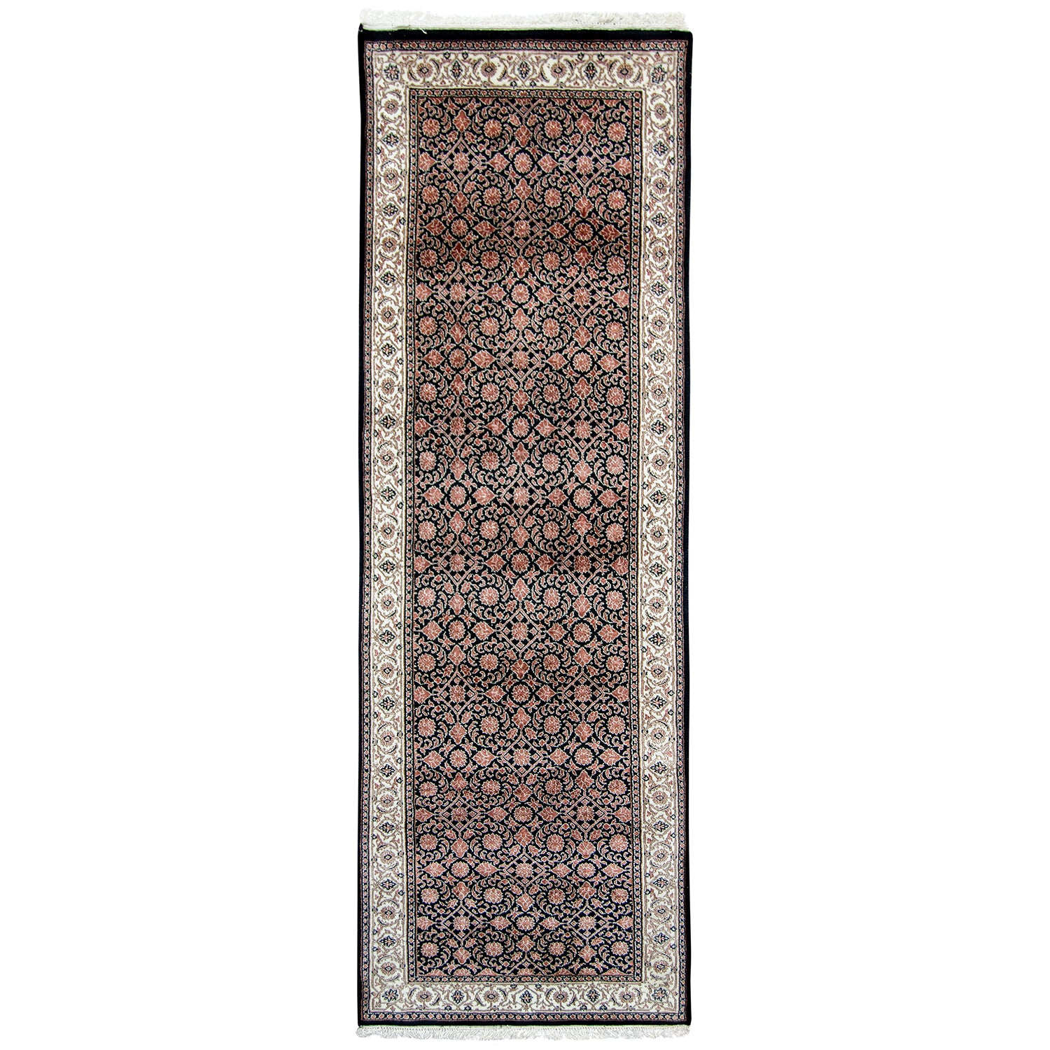 Hand-knotted Traditional Wool & Silk Runner 78cm x 250cm-