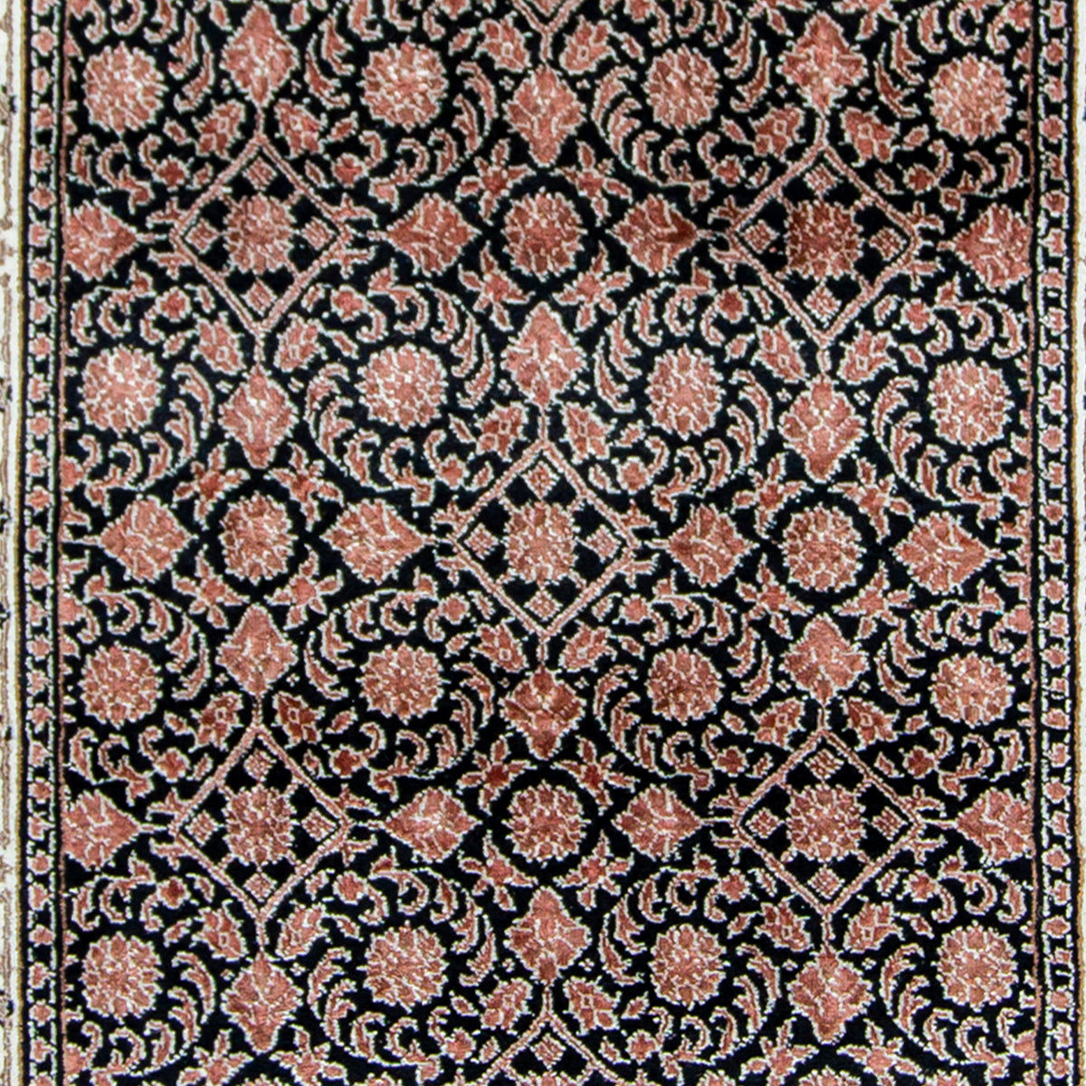 Hand-knotted Traditional Wool &amp; Silk Runner 78cm x 250cm