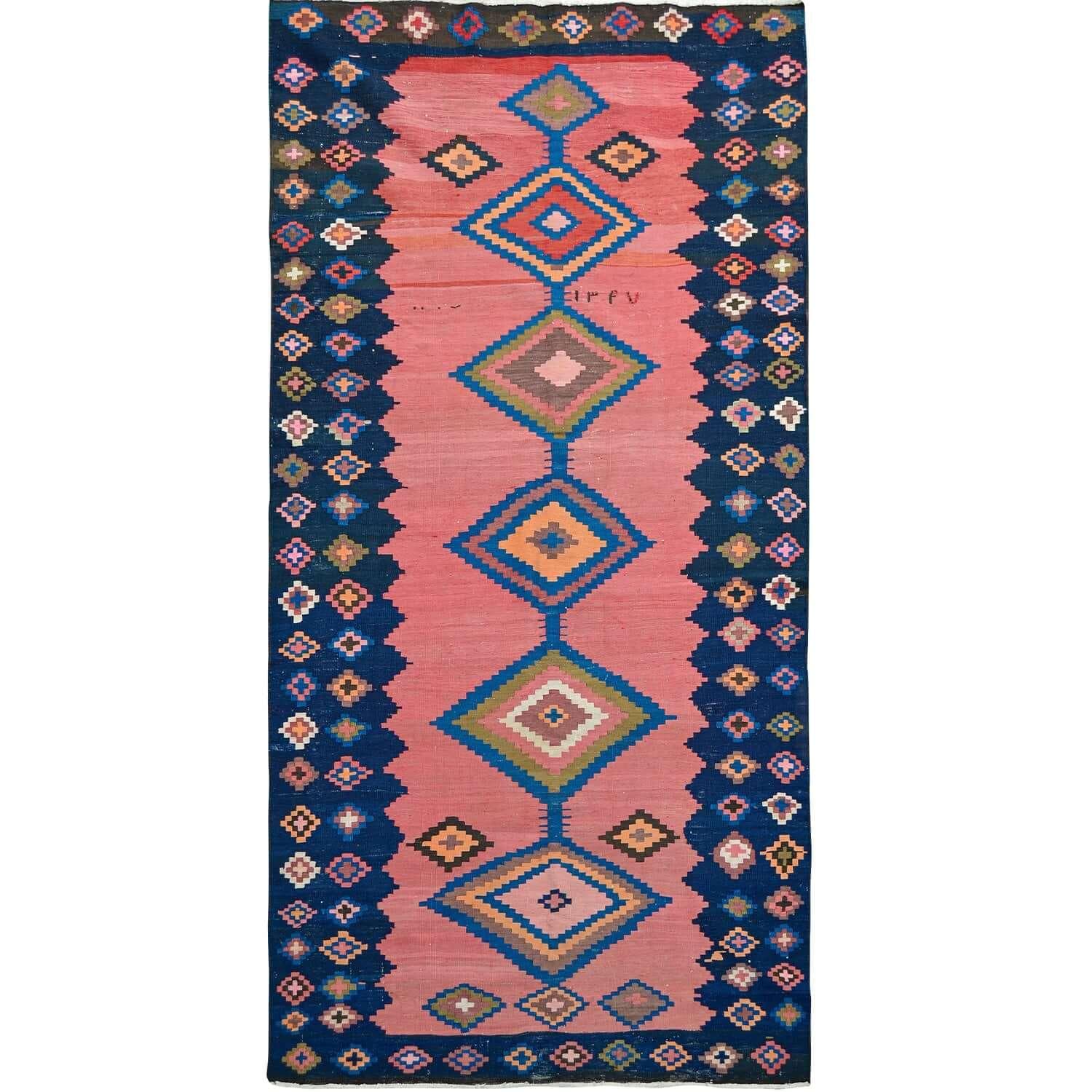 Fine Hand-woven Wool Antique Kilim Rug Circa 1967 162cm x 367cm