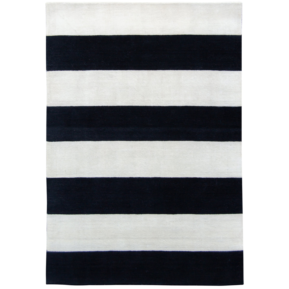 Modern Black &amp; White Wool Small Runner 74cm x 151cm