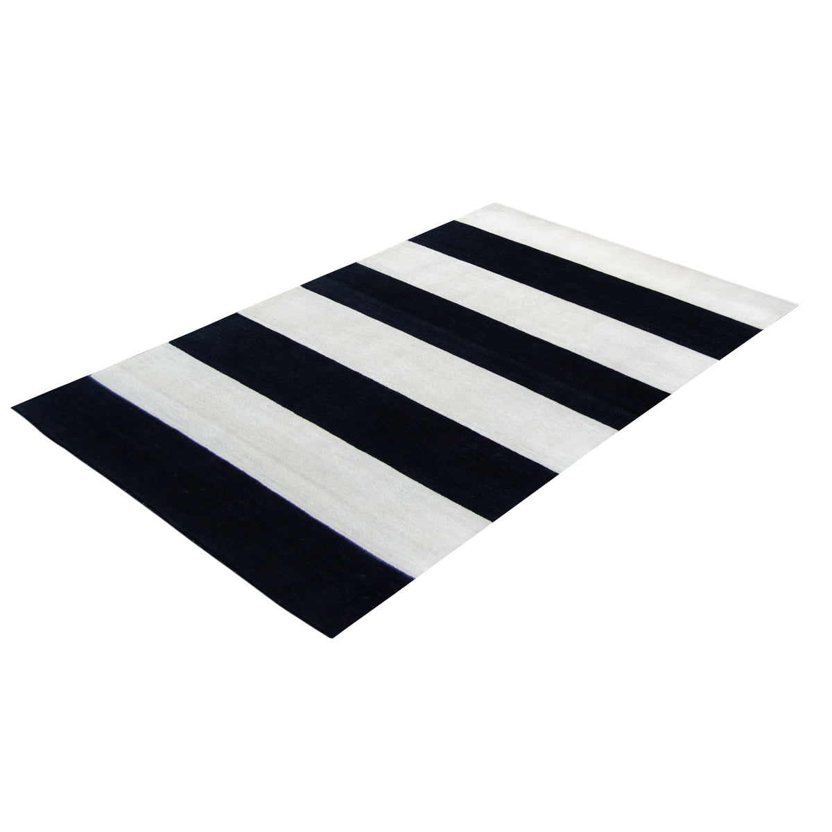 Modern Black &amp; White Wool Small Runner 74cm x 151cm