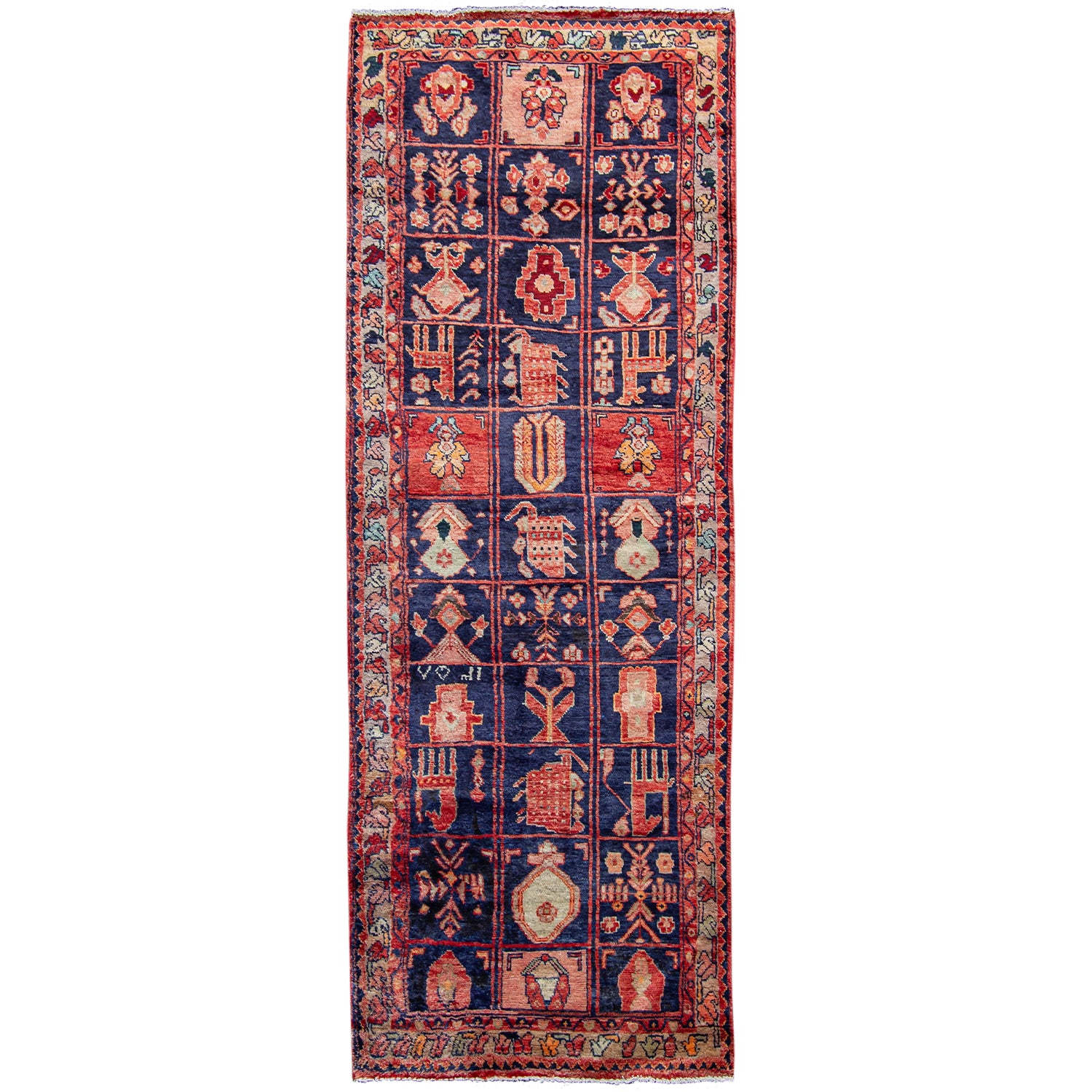 Hand-knotted Trible Wool Vintage Persian Hamadan Runner 110cm x 310cm