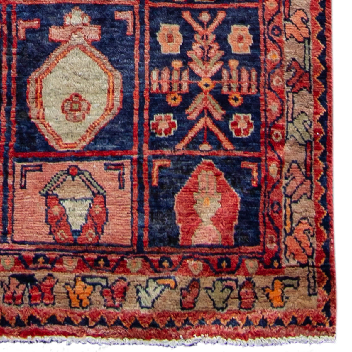 Fine Hand-knotted Wool Hamadan Vintage Persian Runner 110cm x 310cm