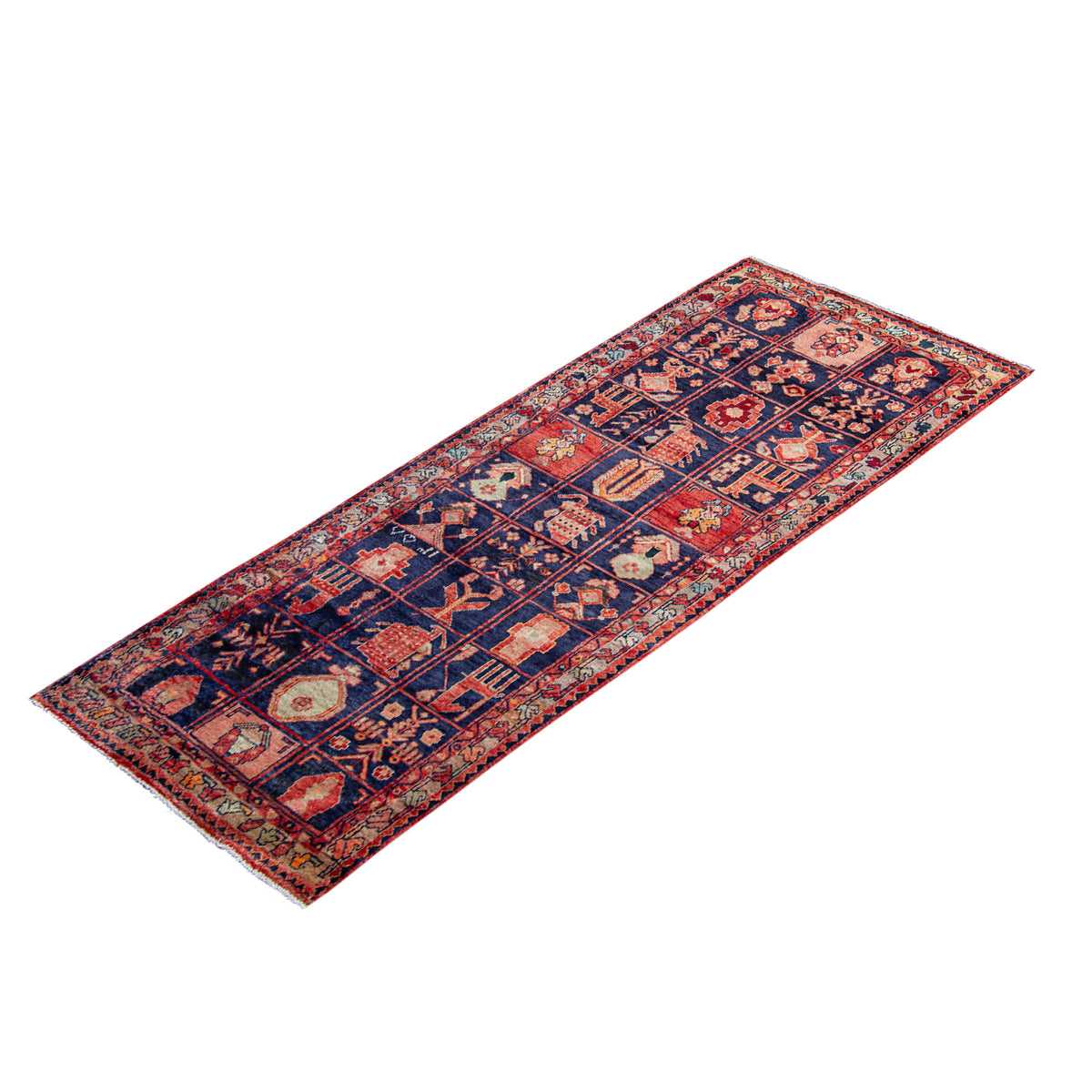 Fine Hand-knotted Wool Hamadan Vintage Persian Runner 110cm x 310cm