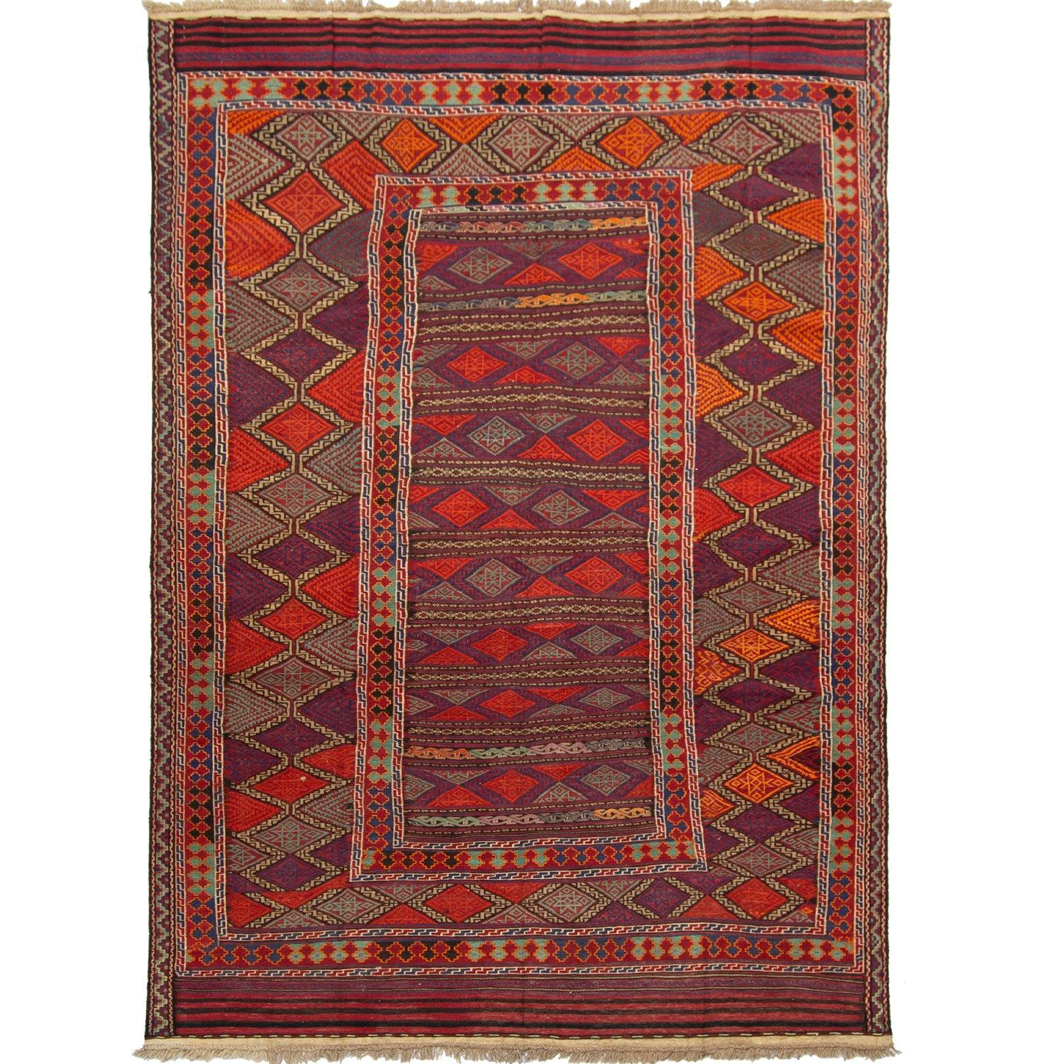 Fine Hand-woven 100% Wool Kilim 153cm x 236cm | 2008ha099