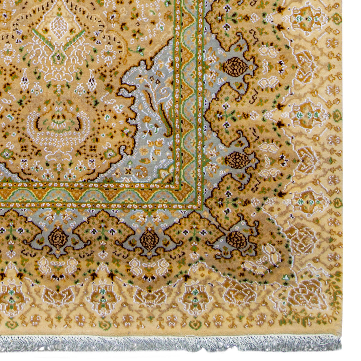 Fine Hand-knotted Wool &amp; Silk Traditional Small Rug 122cm x 183cm