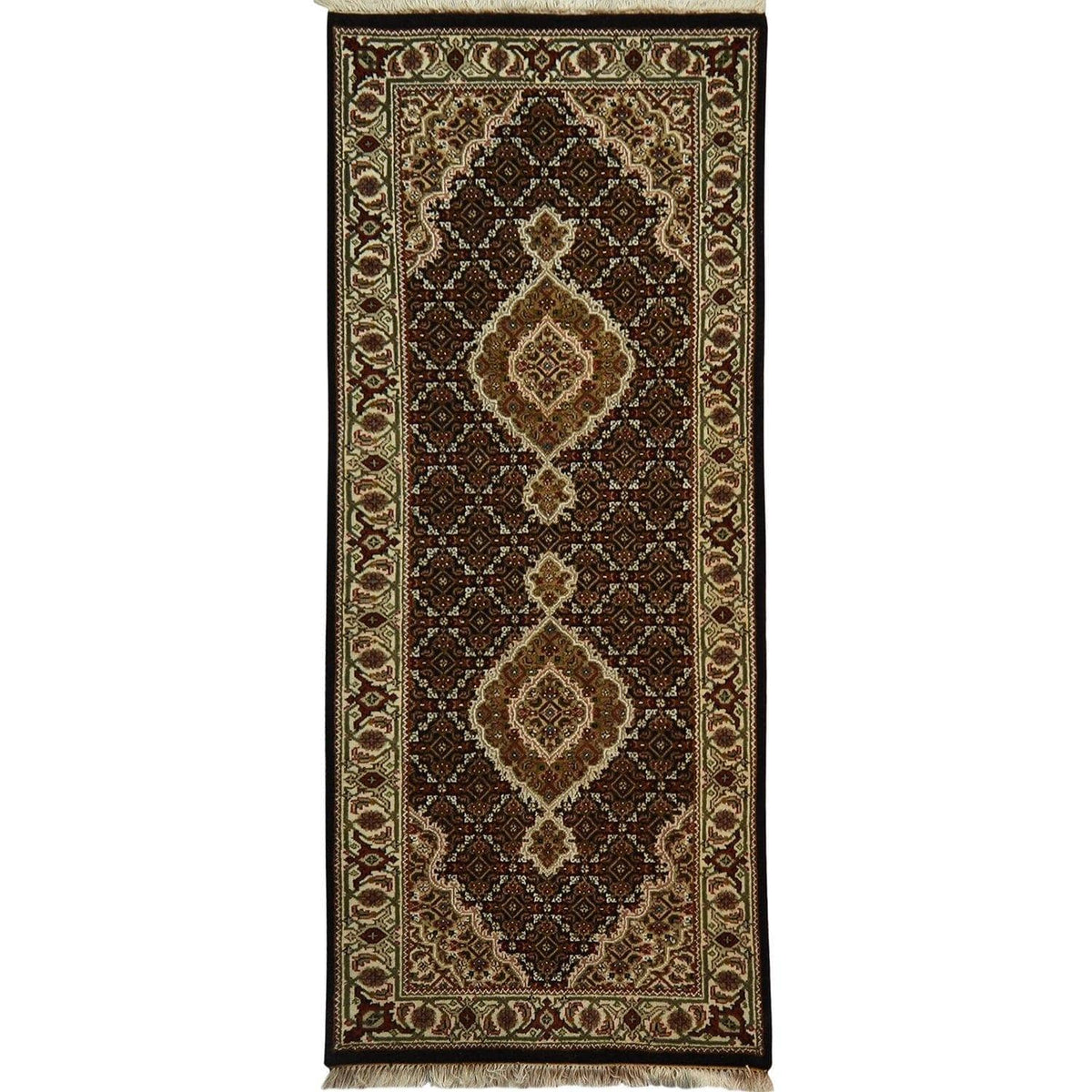 Fine Hand-knotted Wool Persian Tabriz' Mahi' Design Hallway Runner 80cm x 202cm
