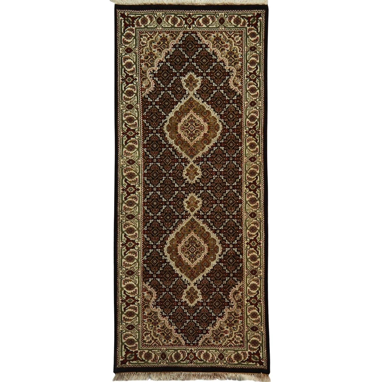 Fine Hand-knotted Wool Persian Tabriz' Mahi' Design Hallway Runner 80cm x 202cm