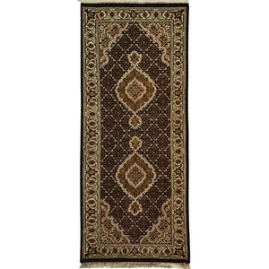 Fine Hand-knotted Wool Persian Tabriz' Mahi' Design Hallway Runner 80cm x 202cm