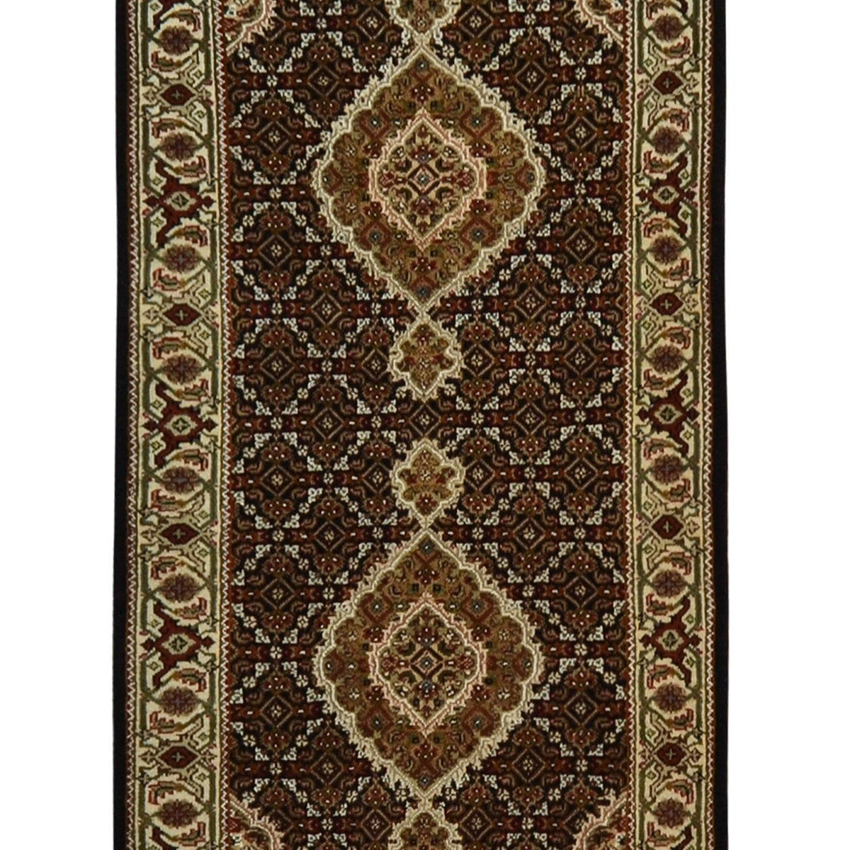 Fine Hand-knotted Wool Persian Tabriz&#39; Mahi&#39; Design Hallway Runner 80cm x 202cm