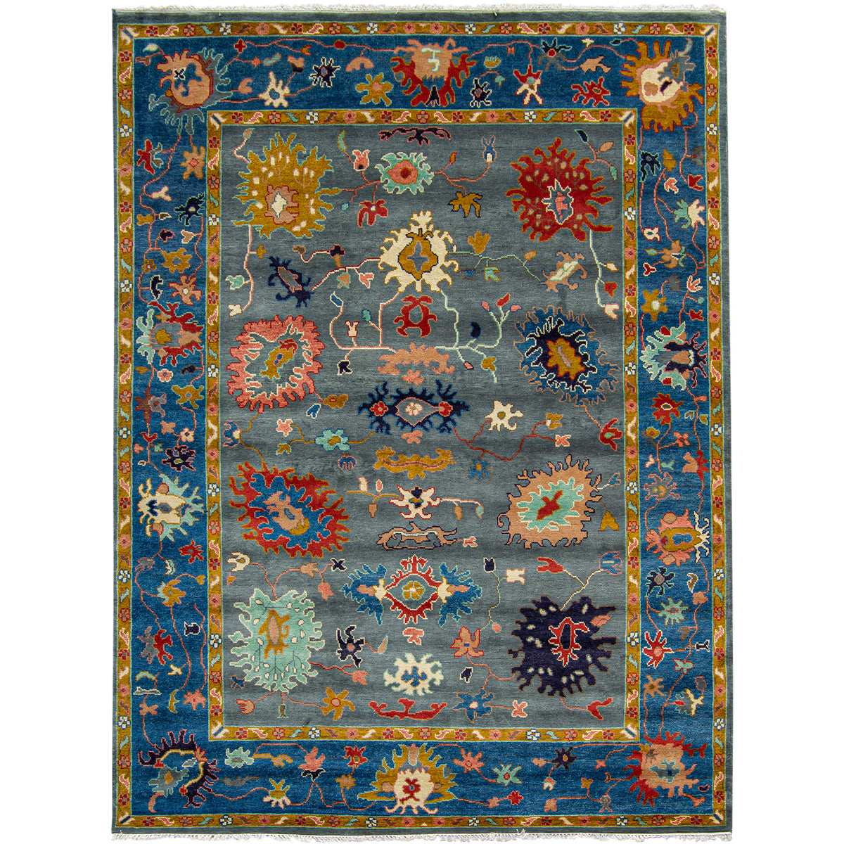 Hand-knotted Wool Oushak Rug 283cm x 365cm