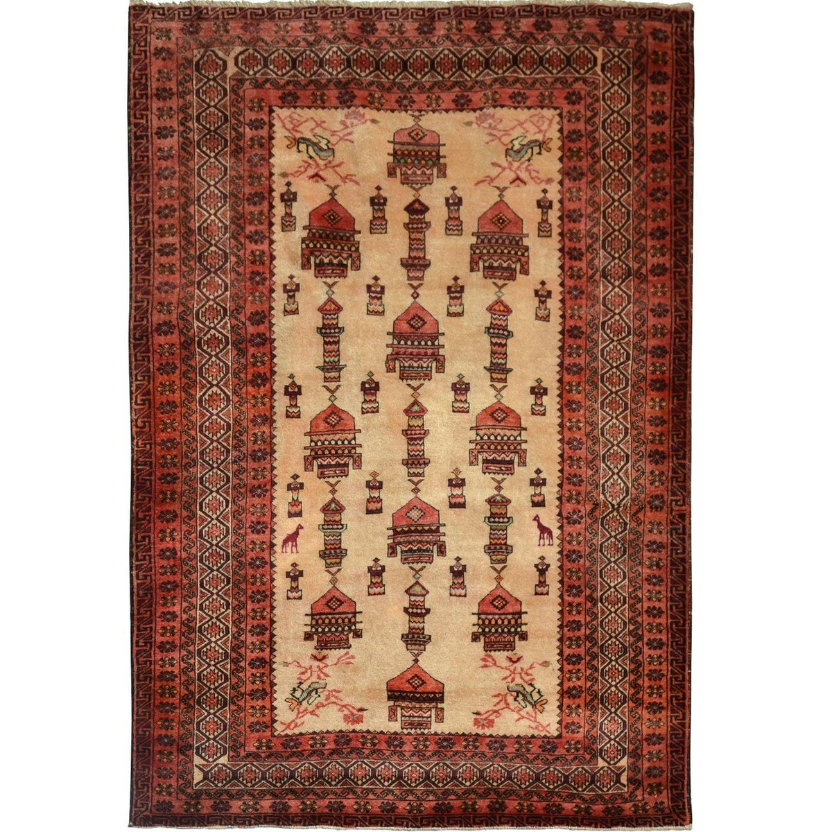 Fine Hand-knotted Wool Tribal Vintage Baluchi Rug 150cm x 230cm