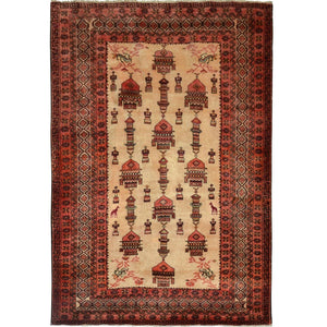 Fine Hand-knotted Wool Tribal Vintage Baluchi Rug 150cm x 230cm