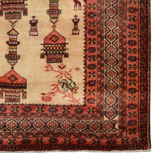 Fine Hand-knotted Wool Tribal Vintage Baluchi Rug 150cm x 230cm