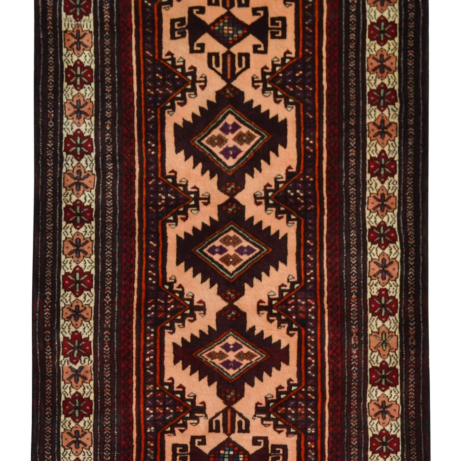 Fine Hand-knotted 100% Wool Baluchi Rug 108cm x 192cm