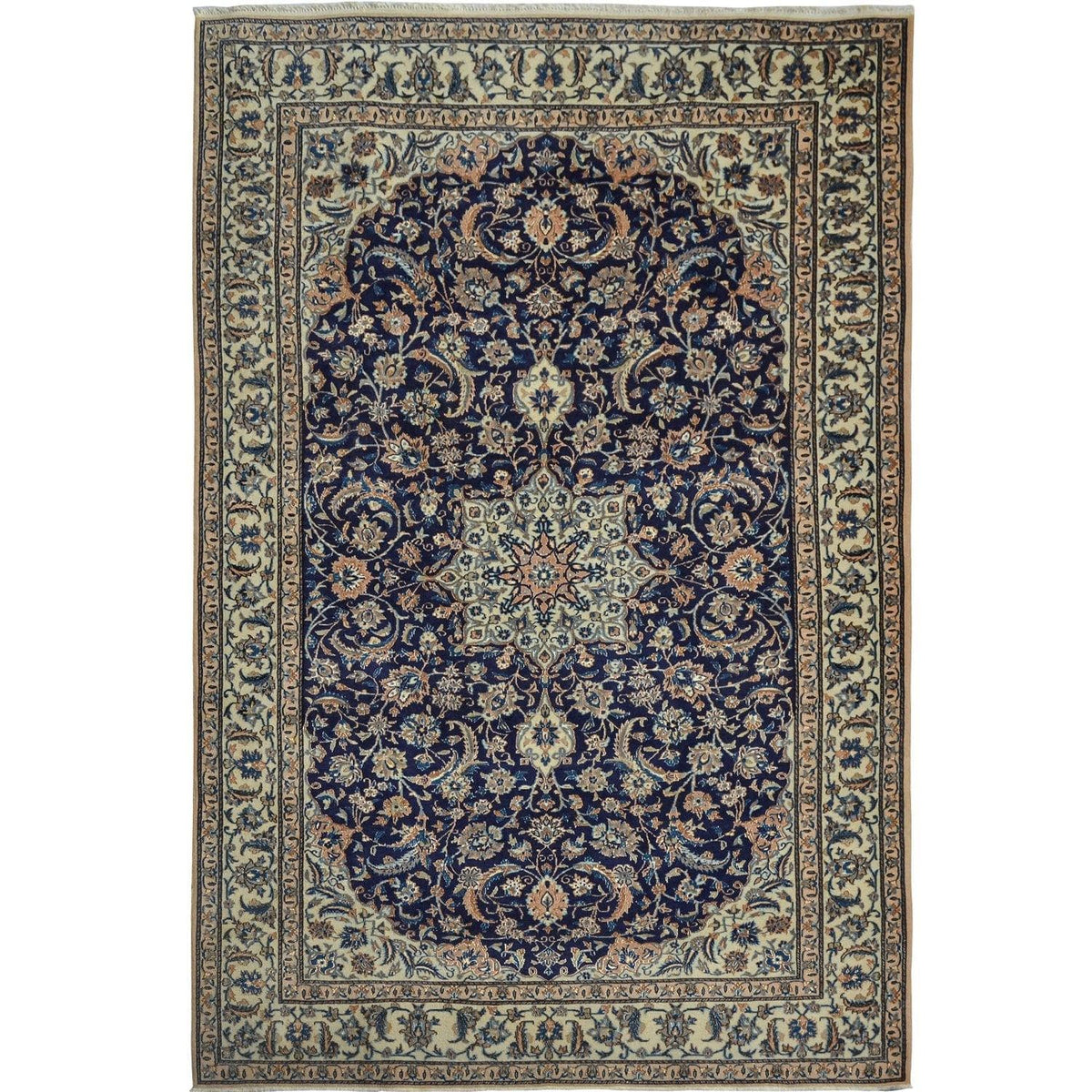 Super Fine Hand-knotted Vintage Persian Wool &amp; Silk Nain Rug 164cm x 254cm