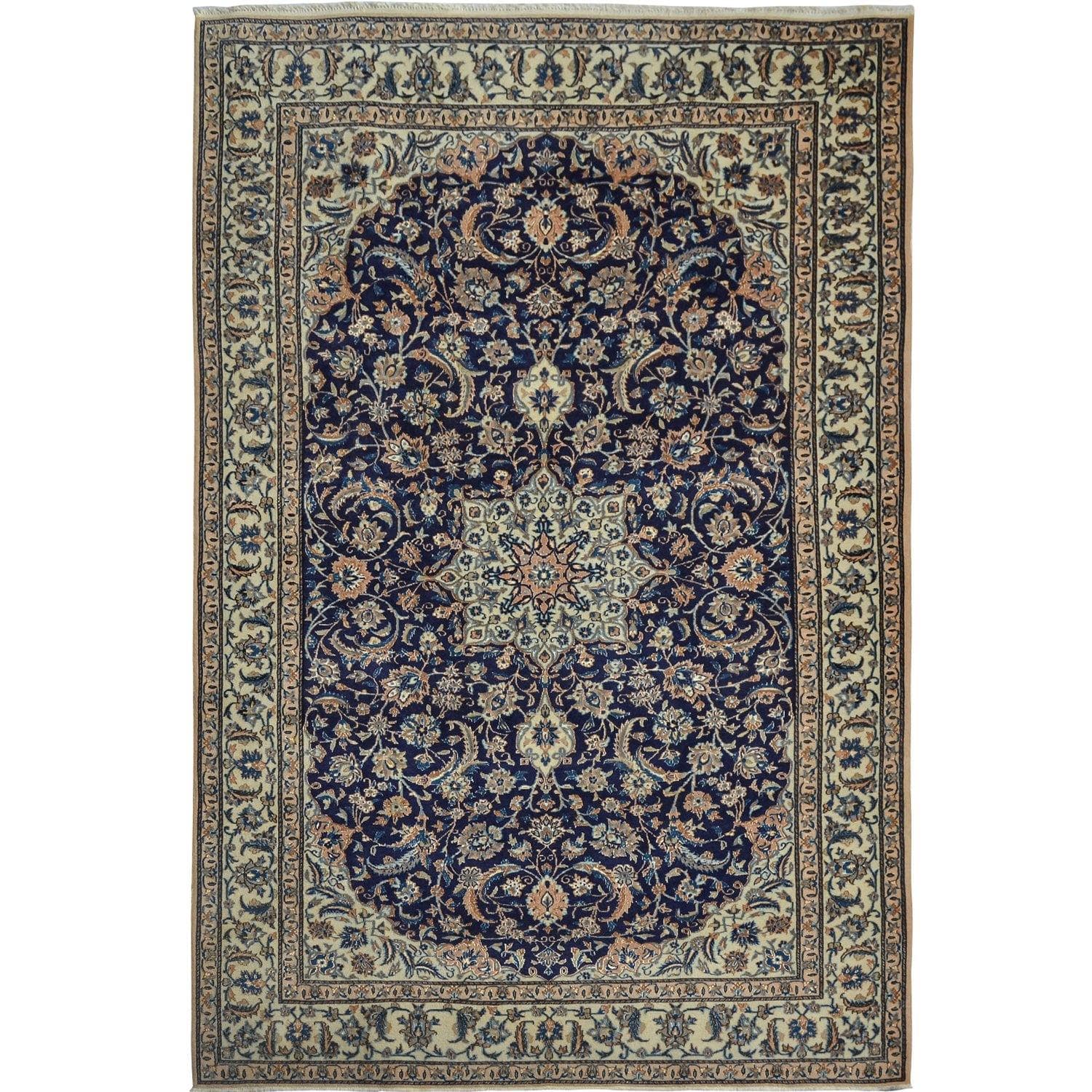 Super Fine Hand-knotted Vintage Persian Wool & Silk Nain Rug 164cm x 254cm