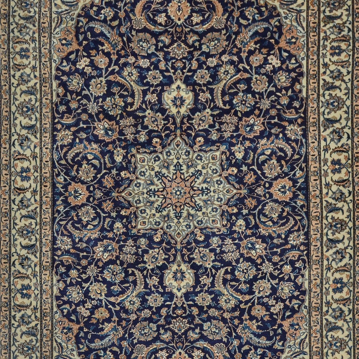 Super Fine Hand-knotted Vintage Persian Wool & Silk Nain Rug 164cm x 254cm
