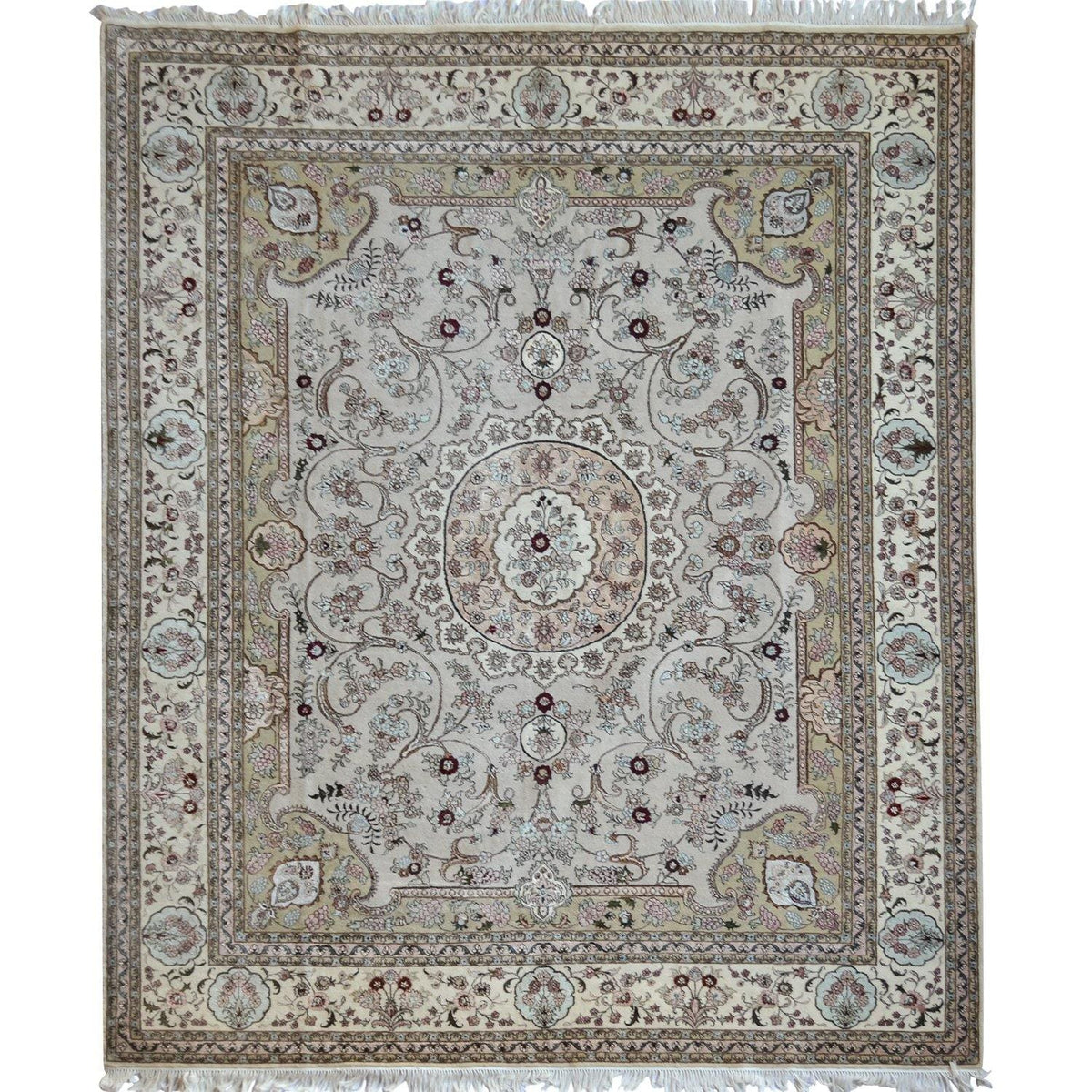 Super Find Hand-knotted Wool &amp; Silk Tabriz Rug 246cm x 308cm