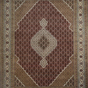 Fine Hand-knotted Wool & Silk Tabriz- Mahi Design Large Rug 247cm x 360cm