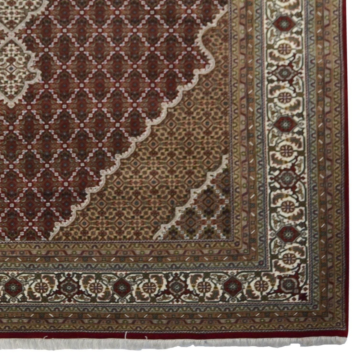 Fine Hand-knotted Wool &amp; Silk Tabriz- Mahi Design Large Rug 247cm x 360cm