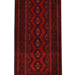 Fine Hand-knotted 100% Wool Tribal Vintage Turkmen Runner 92cm x 300cm