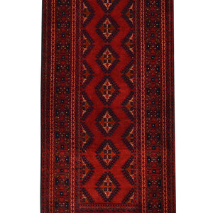 Fine Hand-knotted 100% Wool Tribal Vintage Turkmen Runner 92cm x 300cm