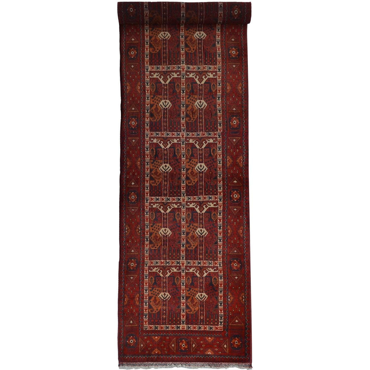 Handmade 100% Wool Vintage Turkmen Hallway Runner 78cm x 346cm