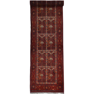 Handmade 100% Wool Vintage Turkmen Hallway Runner 78cm x 346cm