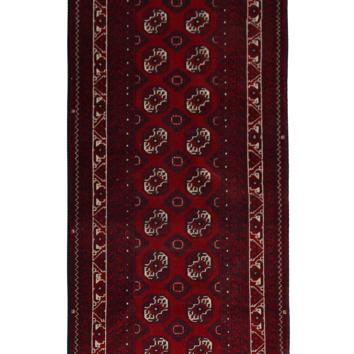 Fine Hand-knotted Wool Vintage Turkmen Runner 81cm x 395cm