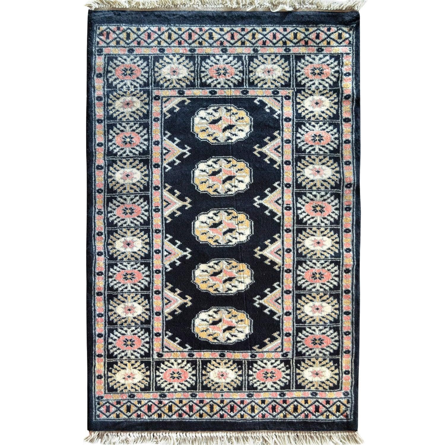 Traditional Bokhara Black Small Rug 65cm x 96cm