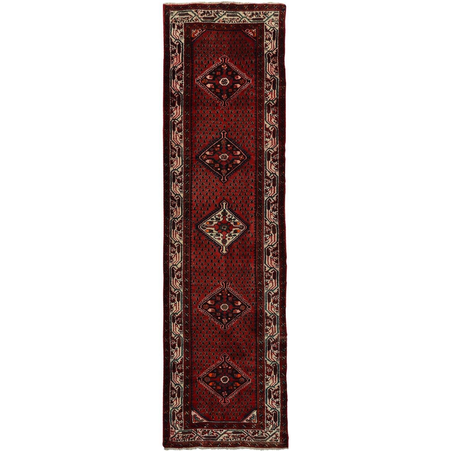 Fine Hand-knotted Wool Hamadan Persian Vintage Hallway Runner 82cm x 289cm