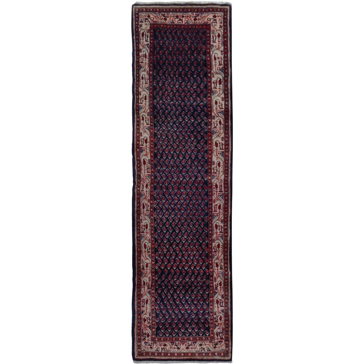 Vintage Persian Hand-knotted Wool Hamadan Runner 75cm x 287cm