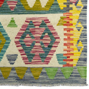Hand-woven Multi Coloured Wool Kilim Runner 81cm x 288cm
