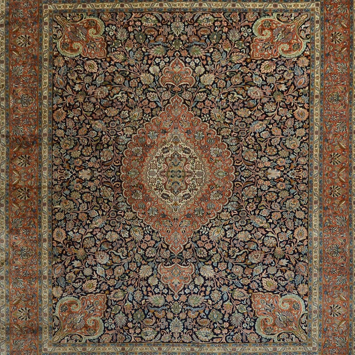 Fine Hand-knotted Traditional Kashmir Silk Rug 247cm x 336cm