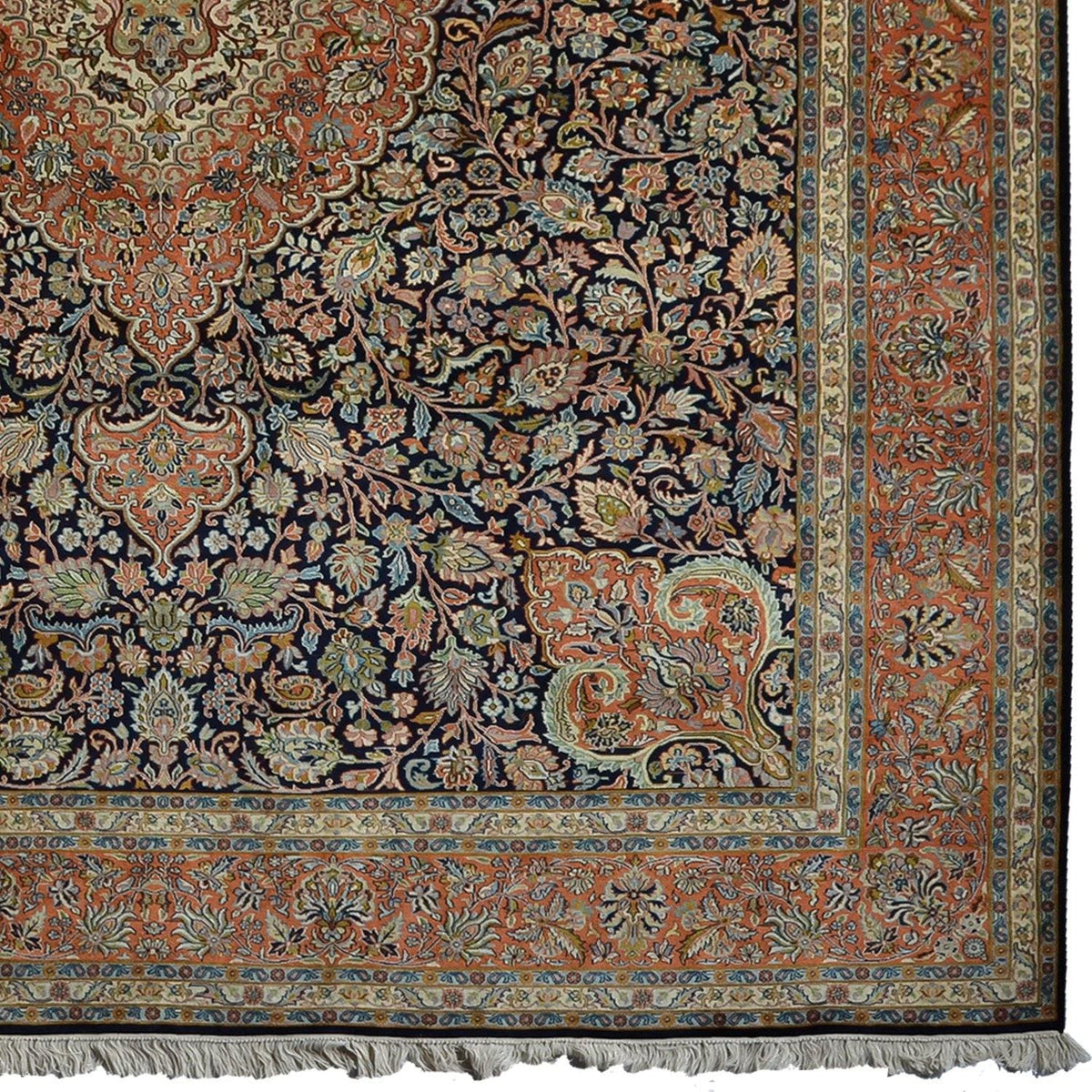 Fine Hand-knotted Traditional Kashmir Silk Rug 247cm x 336cm