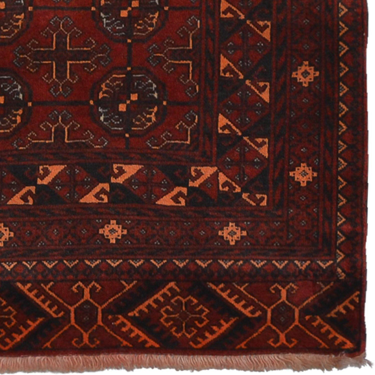 Fine Hand-knotted Vintage Wool Turkmen Red Hallway Runner 79cm x 375cm