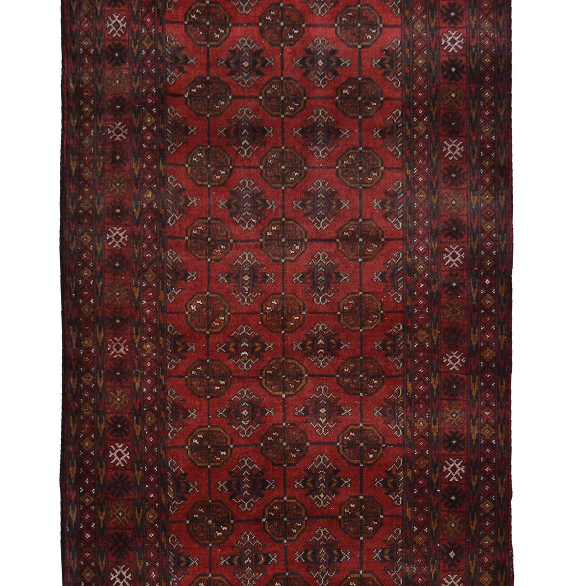 Fine Hand-knotted Wool Tribal Turkmen Hallway Runner 92cm x 378cm