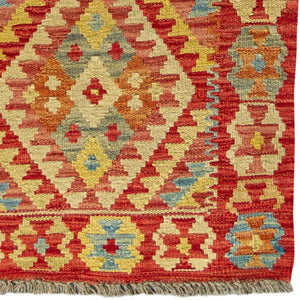 Multi - Coloured Wool Kilim Runner 70cm x 214cm