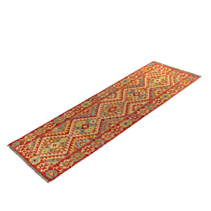 Multi - Coloured Wool Kilim Runner 70cm x 214cm