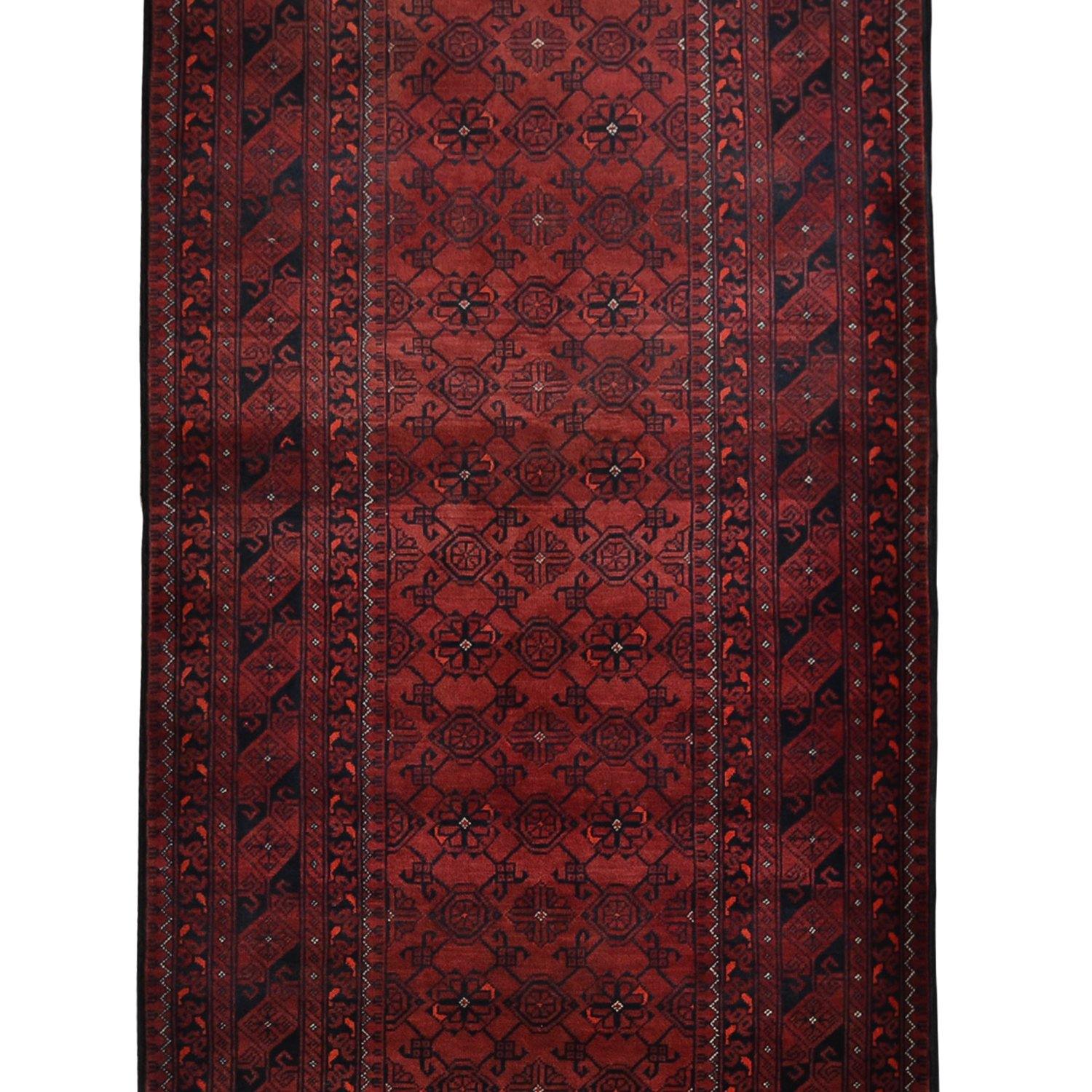 Fine Hand-knotted 100% Wool Tribal Turkmen Hallway Runner 86cm x 383cm