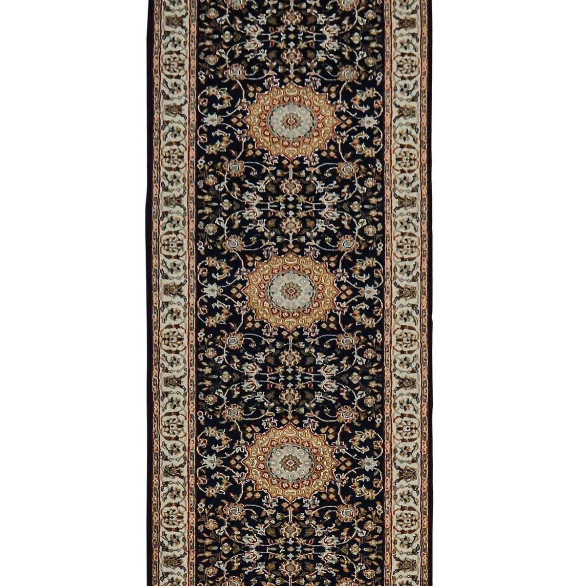 Fine Hand-knotted Wool &amp; Silk Nain Hallway Runner 80cm x 365cm